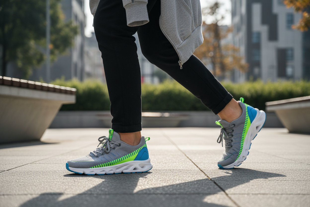 a guy in sports shoes